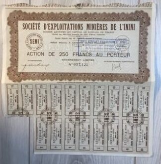 societe-exploitation-minieres-mines-inini-250-francs-action-5-actions