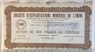 societe-exploitation-minieres-mines-inini-250-francs-action-5-actions