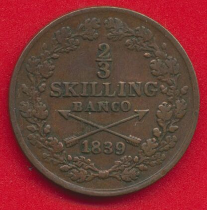 SUEDE - 2/3 Skilling - 1839 – Image 2