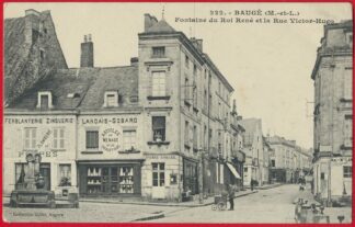 cpa-bauge-fontaine-roi-rue-victor-hugo