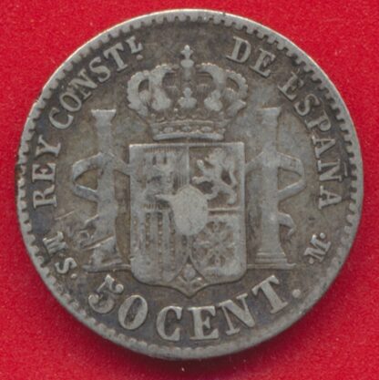 ESPAGNE - Alphonse XII - 50 Centimos - 1880 – Image 2