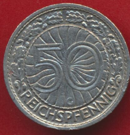 ALLEMAGNE - République de Weimar - 50 Pfennig - 1928 G – Image 2
