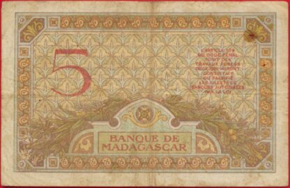 MADAGASCAR - 5 Francs - ND (1937) – Image 2
