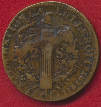 Fautée - Louis XVI - 2 Sols - 1792 W – Image 2