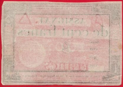 Assignat 100 Francs – 18 Nivôse l’an 3e de la République – Image 2