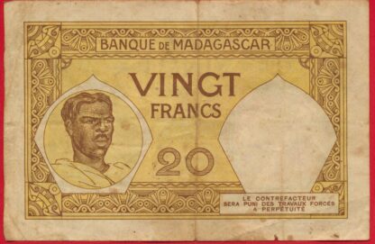 MADAGASCAR - 20 Francs - (1937-47) – Image 2