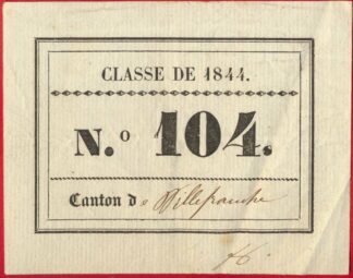Bon tirage au sort - Classe de 1844 - Villefranche