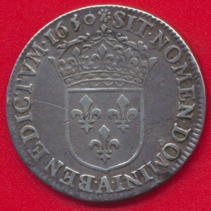 Louis XIV - 1/4 Ecu à la mèche longue - 1650 A – Image 2