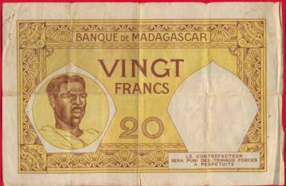 MADAGASCAR - 20 Francs - (1937-47) – Image 2