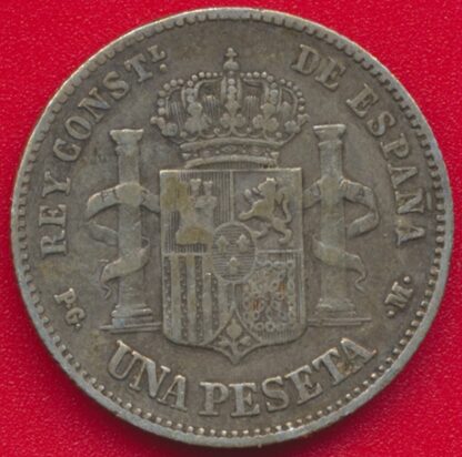 ESPAGNE - Peseta - 1891 – Image 2