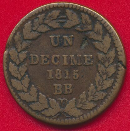 Un Décime - L Couronné - Blocus de Strasbourg - 1815 BB – Image 2