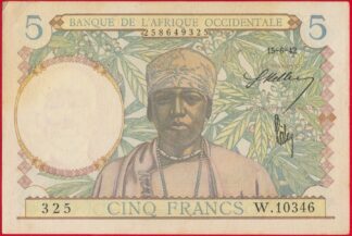 afrique-occidentale-5-cinq-francs-15-6-1942-9325