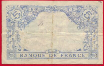 5 Francs - Bleu - 1913 – Image 2