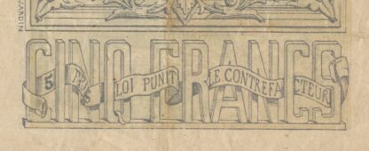 5 Francs - Comptoir d'Escompte - 1871 – Image 3
