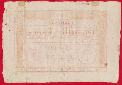 Assignat de Mille Francs - 18 Nivôse l'an 3eme de la République – Image 2