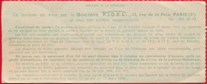 Ticket Loterie Nationale - 1974 -Semeuse – Image 3