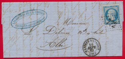 Lettre 1863 - Castres - 20 C  Napoléon III – Image 2