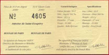 10 Francs Antoine de Saint-Exupéry - 2000 – Image 3