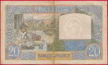 20 Francs - Science et Travail - 1941 – Image 2