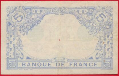 5 Francs - Bleu - 1916 – Image 2