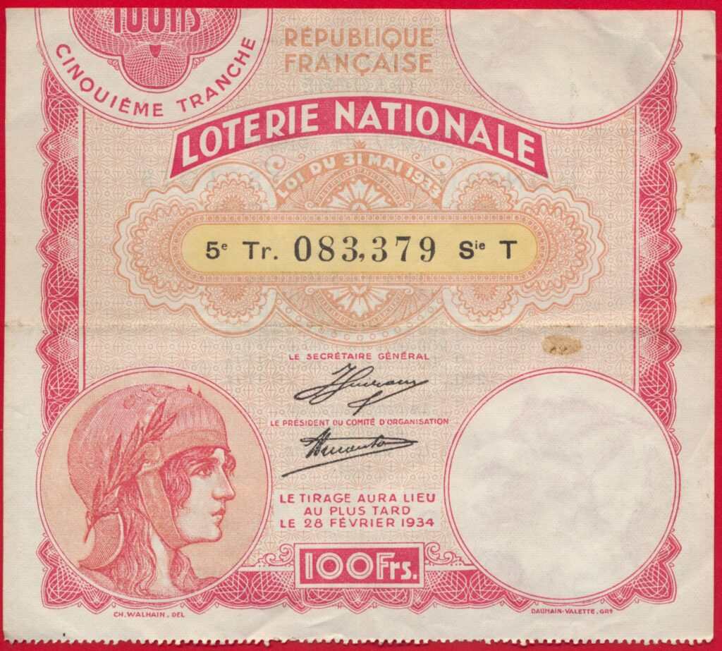 Ticket Loterie Nationale - 1934 - FDCollector