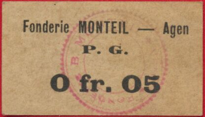 Agen - Lot de billets de Prisonniers - Fonderie B Monteil - Agen – Image 10