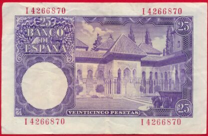 ESPAGNE - 25 Pesetas - 1954 – Image 2