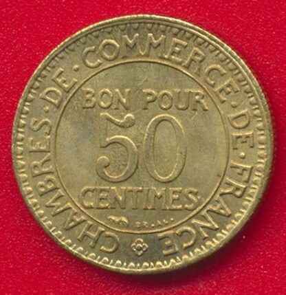50 Centimes Chambre de Commerce 1922 – Image 2