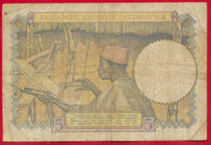 AFRIQUE OCCIDENTALE - 5 Francs - 1938 – Image 2
