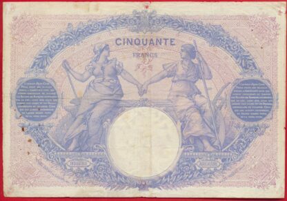 50 Francs Bleu et Rose - 1910 – Image 2