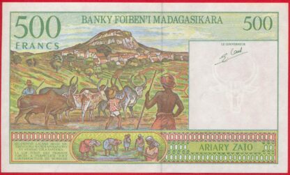 MADAGASCAR - 500 Francs - 100 Ariary – Image 2