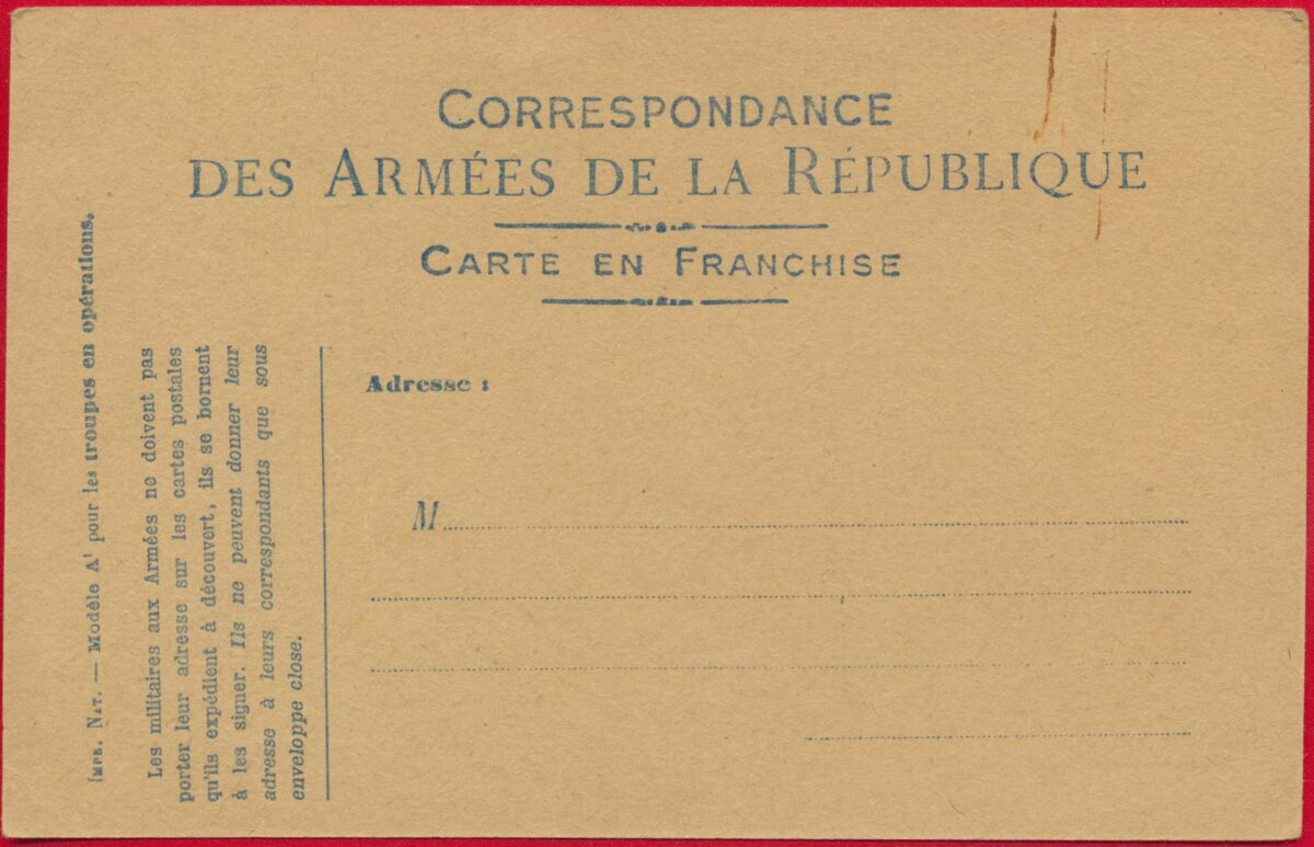 cpa-militaire-correspondance-armees-republique-franchise-fantassin