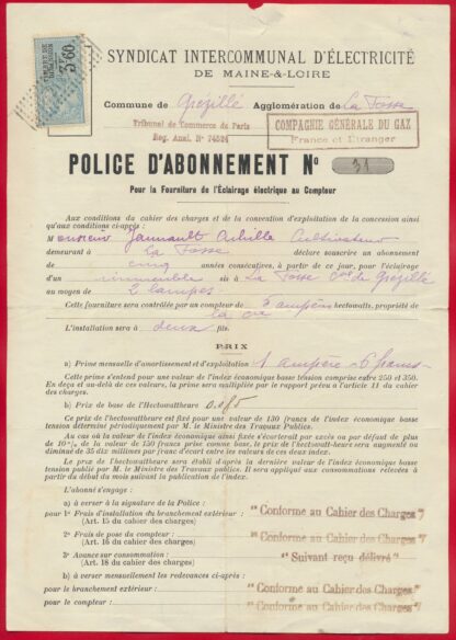 MAINE ET LOIRE - Syndicat Intercommunal d'Electricité - Grézillé – Image 2
