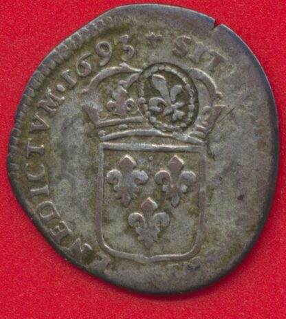 Louis XIV - Sol de 15 Deniers contremarqué Fleur de lis - 1693 Tours – Image 2