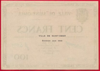 Saint-Omer - 100 Francs 1940 – Image 2