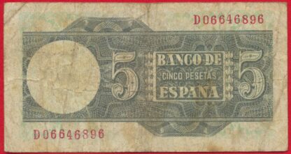 ESPAGNE - 5 Pesetas - 1948 – Image 2