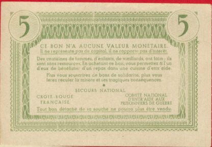 Bon de solidarité - 5 francs -Pétain – Image 2