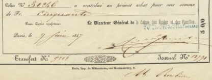 DETTE PUBLIQUE - Cinq pour Cent Extrait d'Inscription au Grand Livre - 1847 – Image 3
