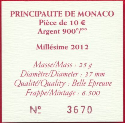 MONACO - 10 € - BE - Honoré II - 2012 – Image 3
