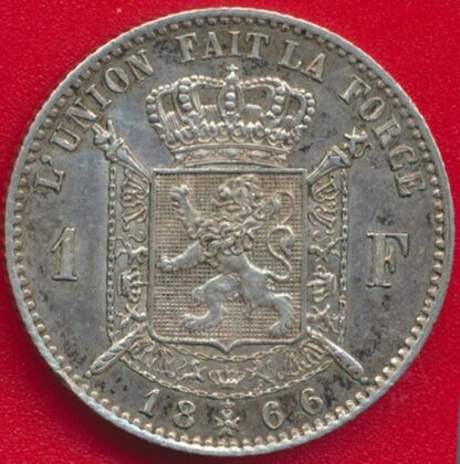 BELGIQUE - 1 Franc - 1866 – Image 2