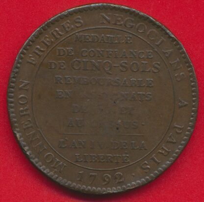 Monneron de Cinq Sols 1792 – Image 2