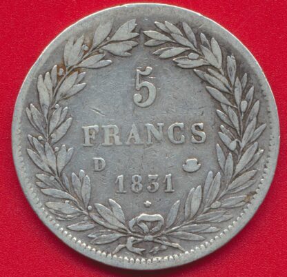 LOUIS-PHILIPPE 1er - 5 Francs 1831 D – Image 2