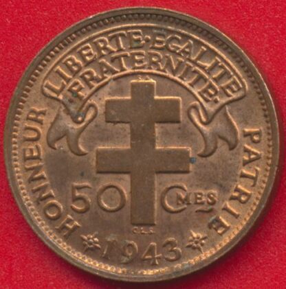 AFRIQUE EQUATORIALE FRANÇAISE LIBRE - 50 Centimes - 1943 – Image 2