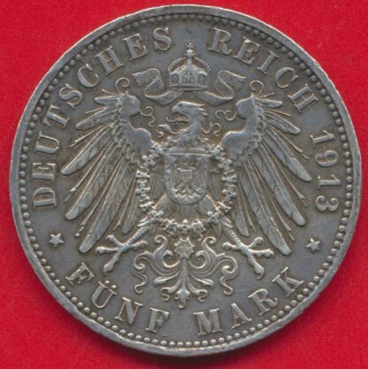 ALLEMAGNE - Prusse - 5 Mark 1913 – Image 2