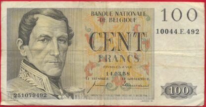 belgique-100francs-14-3-1958-9492