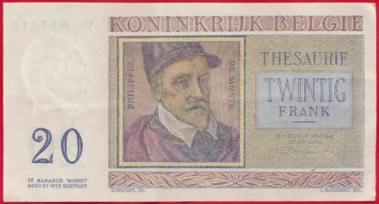BELGIQUE - 20 Francs - 1956 – Image 2