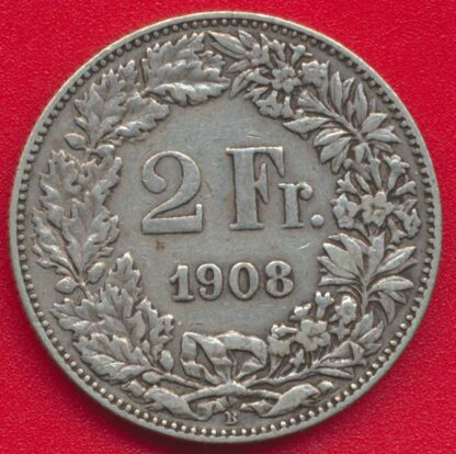 SUISSE - 2  Francs - 1908 – Image 2