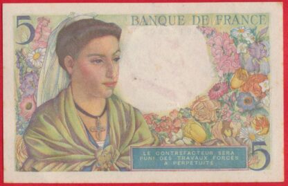 5 Francs - Berger - 1943 – Image 2