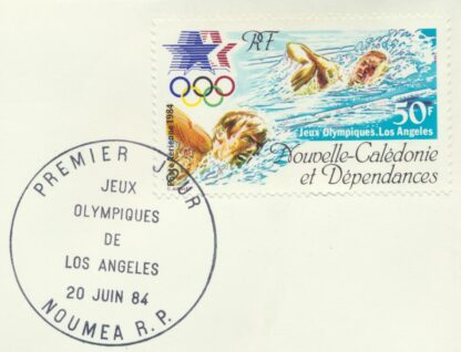 nouvelle-caledonie-enveloppe-1-er-jour-jeux-olympiques-natation-50-francs-los-angeles--vs