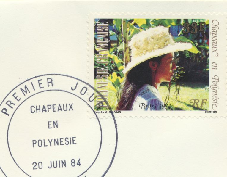 lot-4-enveloppe-1-er-jour-polynesie-francaise-chapeau-1984